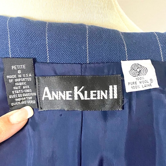 Preowned Anne Klein II navy blazer jacket 8 petite - Picture 3 of 4